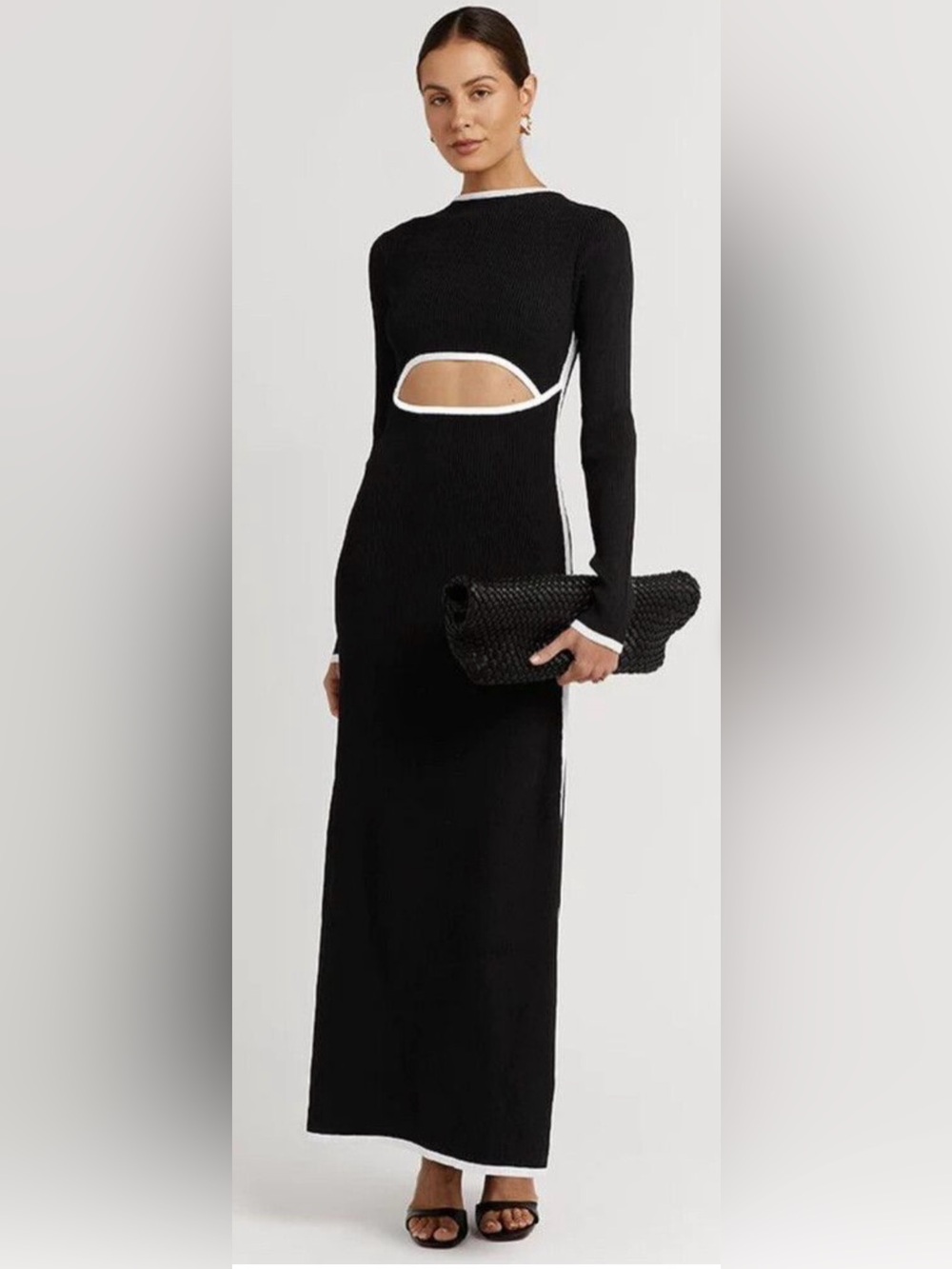 Dissh Binding Sleeved Knit Dress Black